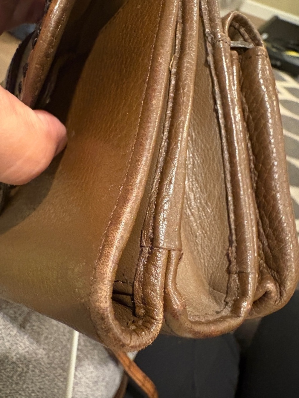 Brighton Brown Leather Crossbody Bag with Croc-Trim Accent - Picture 11 of 16